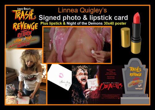 Linnea Quigley’s  Signed photo & lipstick card