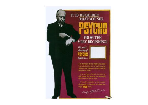 Psycho with Hitchcock poster